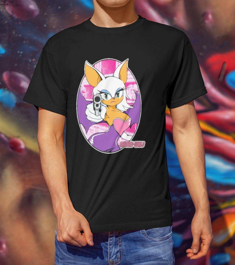Mamono World Character With Gun And Heart T-Shirt