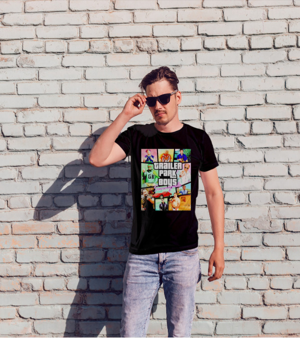 Trailer Park Boys Sunnyvale Collage Of Characters And Car In Vibrant Colors T-Shirt