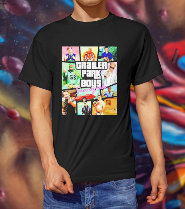 Trailer Park Boys Sunnyvale Collage Of Characters And Car In Vibrant Colors T-Shirt