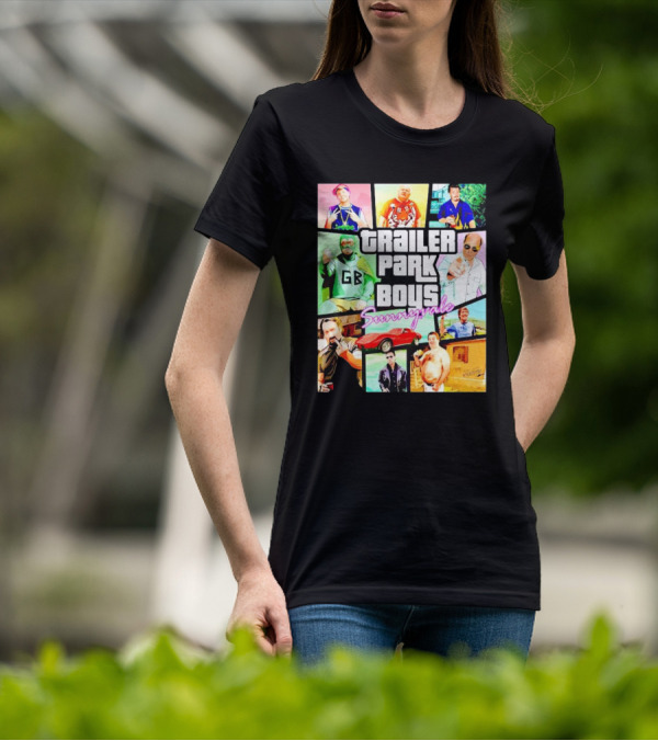 Trailer Park Boys Sunnyvale Collage Of Characters And Car In Vibrant Colors T-Shirt