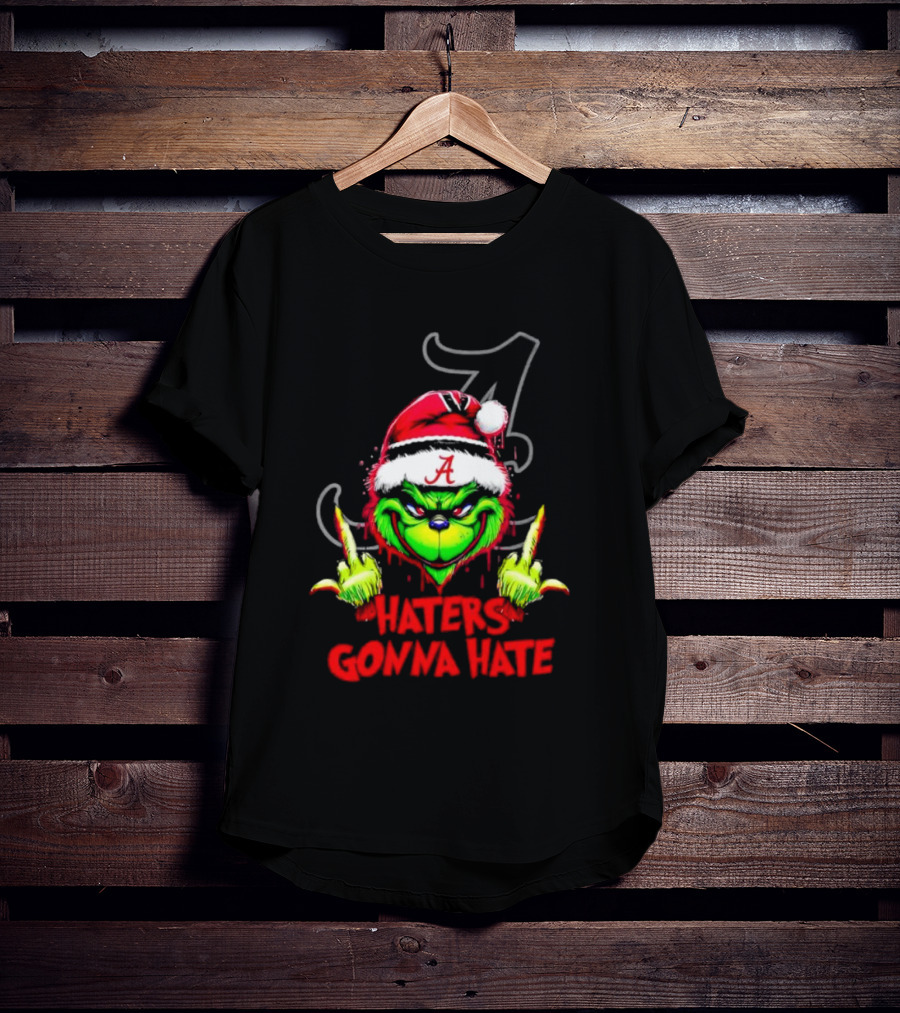 Alabama Crimson Tide Grinch Haters Gonna Hate Middle Finger T-Shirt