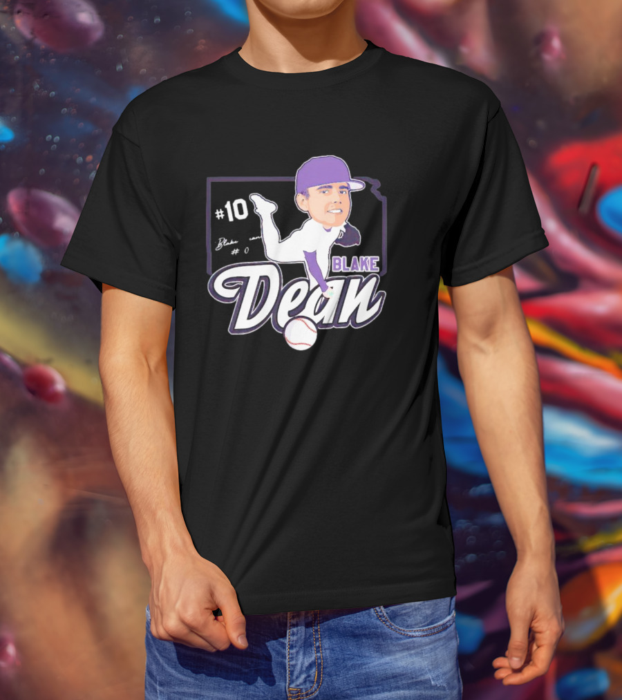 Blake Dean #10 Caricature Signature Baseball T-Shirt