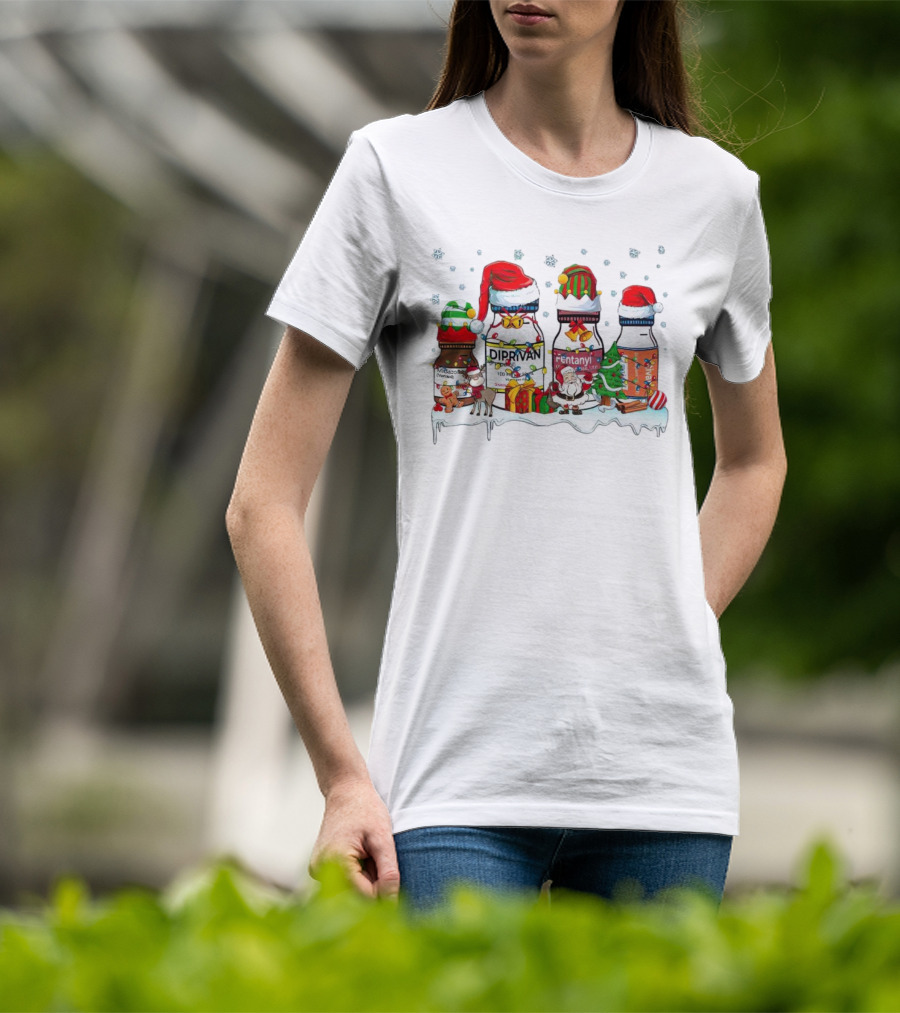 Santa Diprivan Fentanyl Christmas Bottles T-Shirt