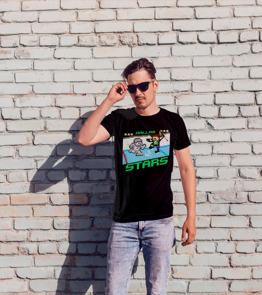 Dallas Stars Hockey Fights Cancer Pixel Art Jayden T-Shirt