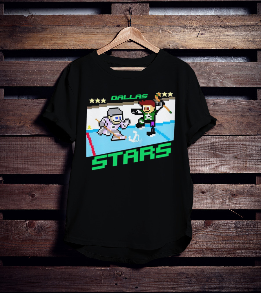 Dallas Stars Hockey Fights Cancer Pixel Art Jayden T-Shirt