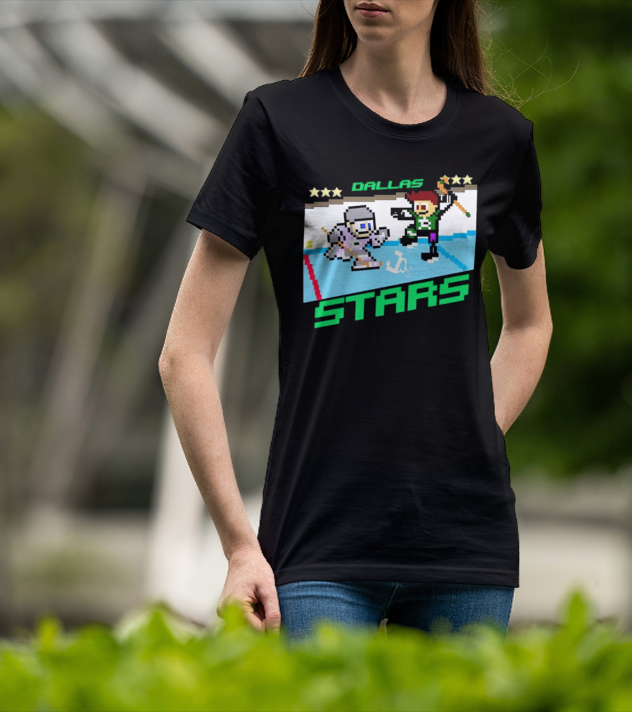 Dallas Stars Hockey Fights Cancer Pixel Art Jayden T-Shirt