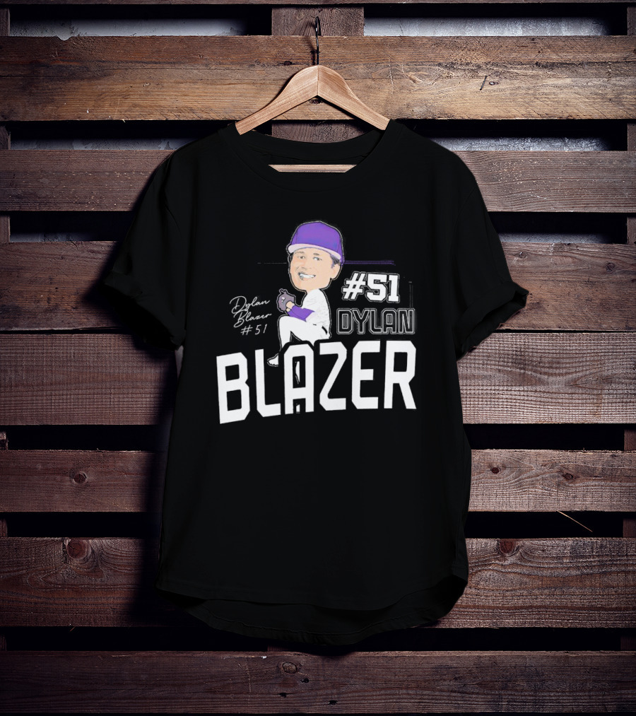 Dylan Blazer #51 Caricature Signature Baseball T-Shirt