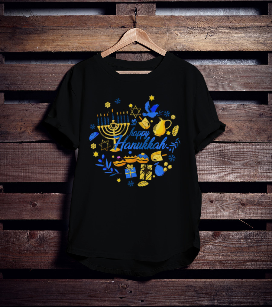 Happy Hanukkah Menorah Dreidel Gifts Star Of David Celebrations T-Shirt
