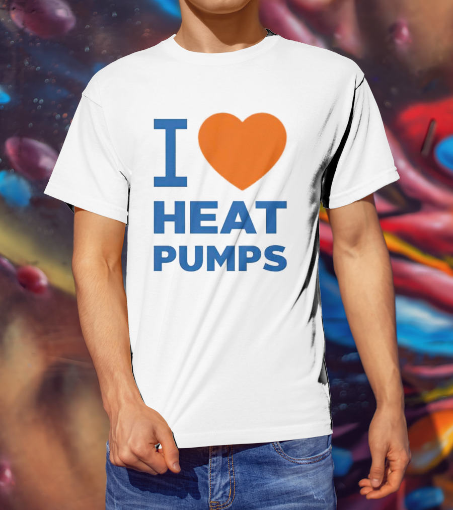 I Heart Heat Pumps Bold Blue Orange T-Shirt