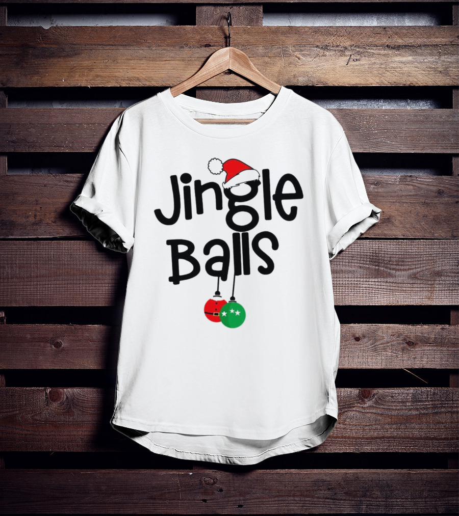 Jingle Balls Christmas Santa Hat Red Green Ornaments T-Shirt