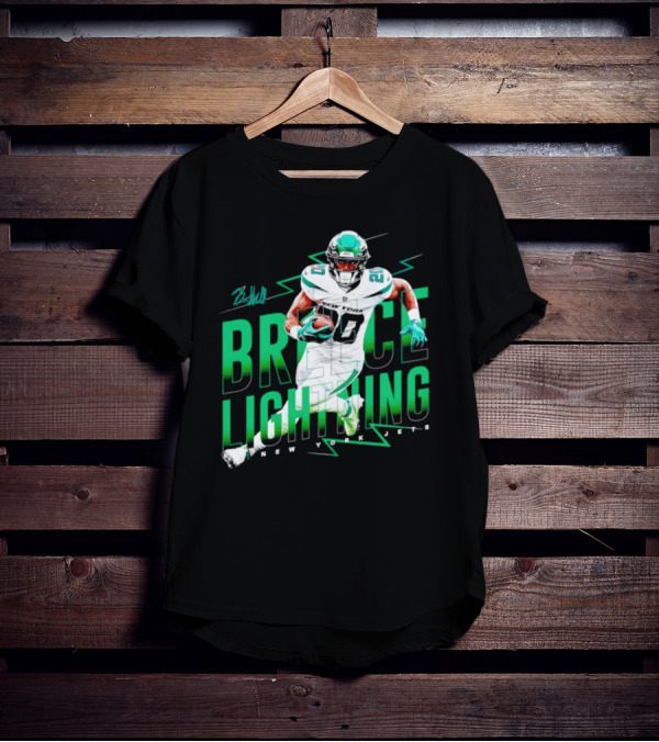 Breece Lightning New York Jets Signature Football T-Shirt