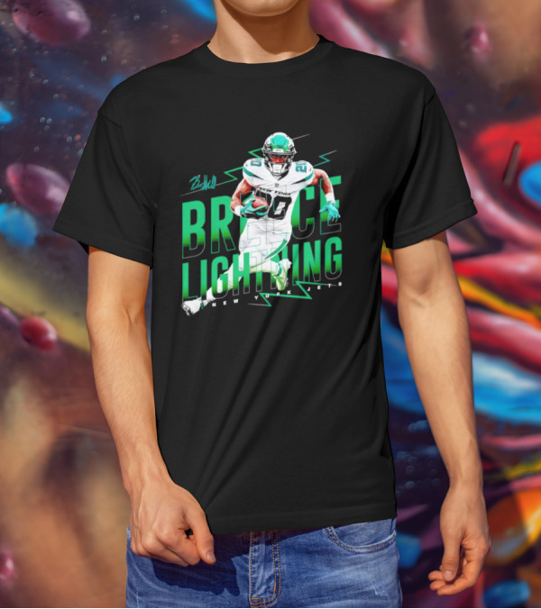 Breece Lightning New York Jets Signature Football T-Shirt