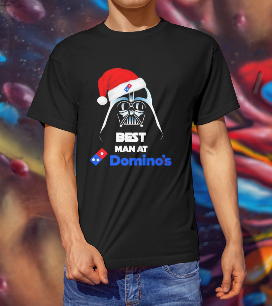 Darth Vader Santa Hat With Best Man At Domino's Christmas T-Shirt
