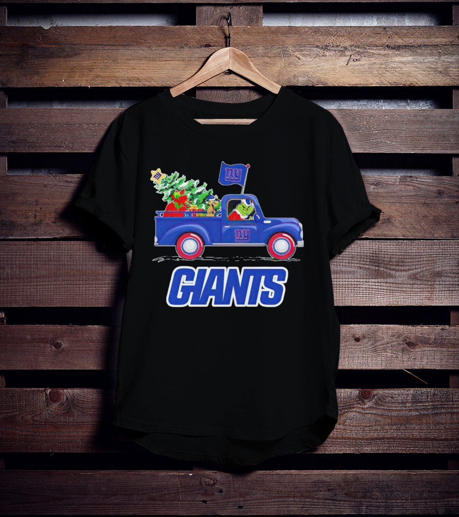 Grinch Driving Christmas Truck New York Giants Holiday T-Shirt