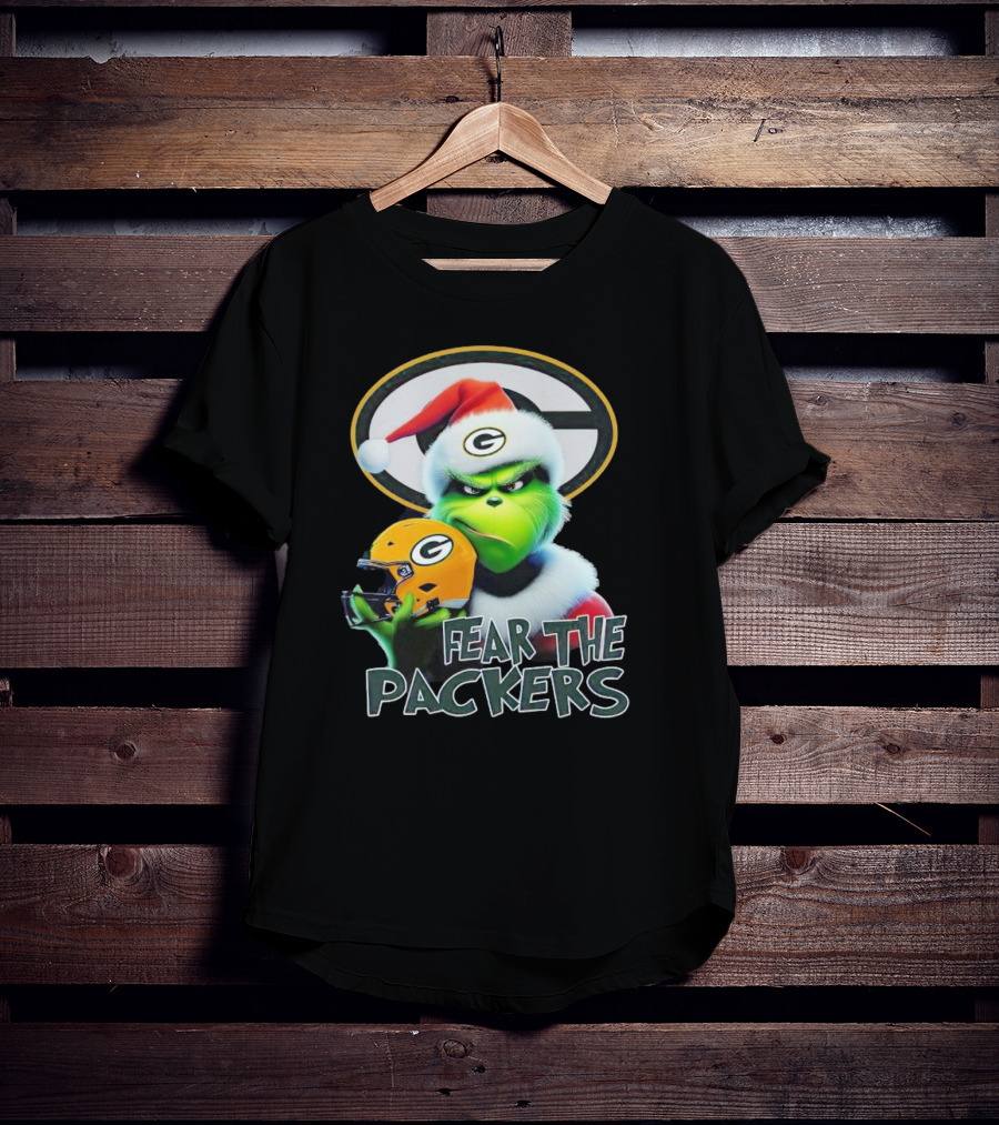 Grinch Fear The Green Bay Packers Christmas G Helmet T-Shirt