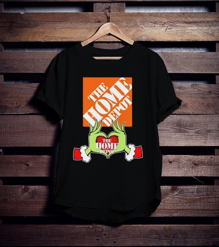 The Home Depot Christmas Grinch Green Hands Heart T-Shirt