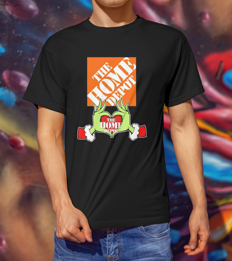 The Home Depot Christmas Grinch Green Hands Heart T-Shirt
