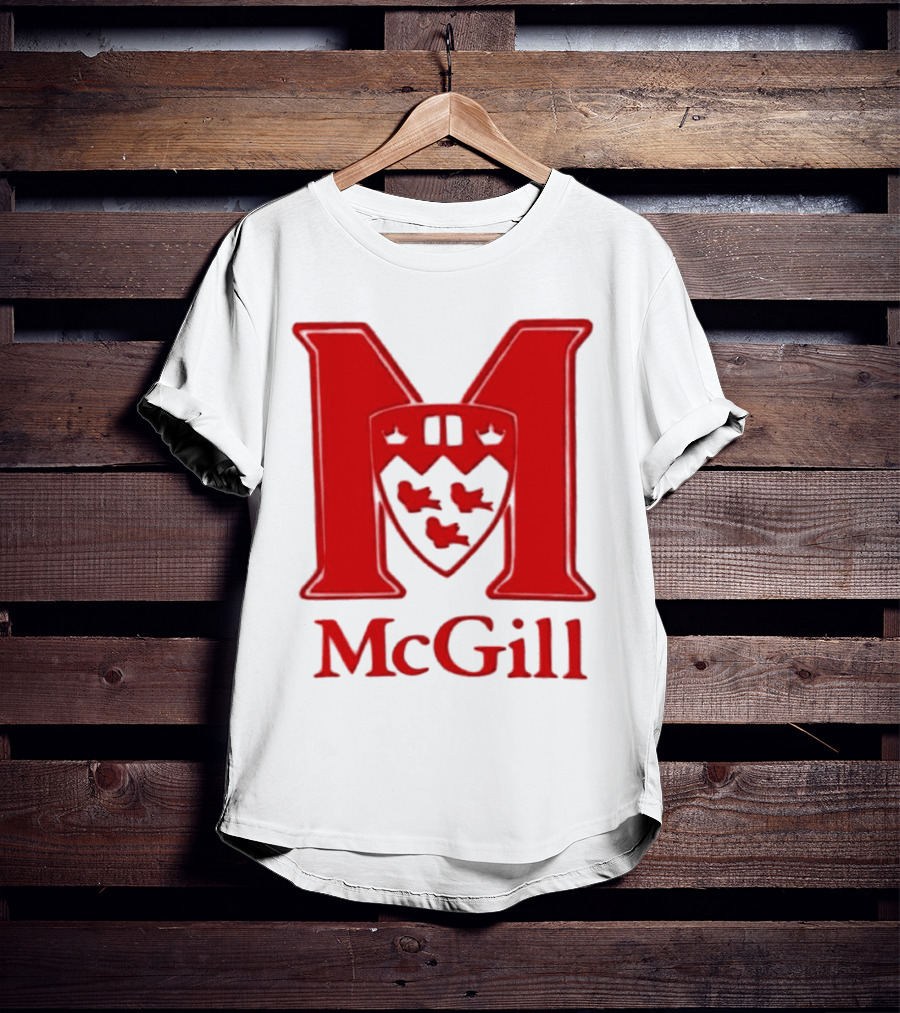 McGill University Large Red M And Shield Emblem T-Shirt