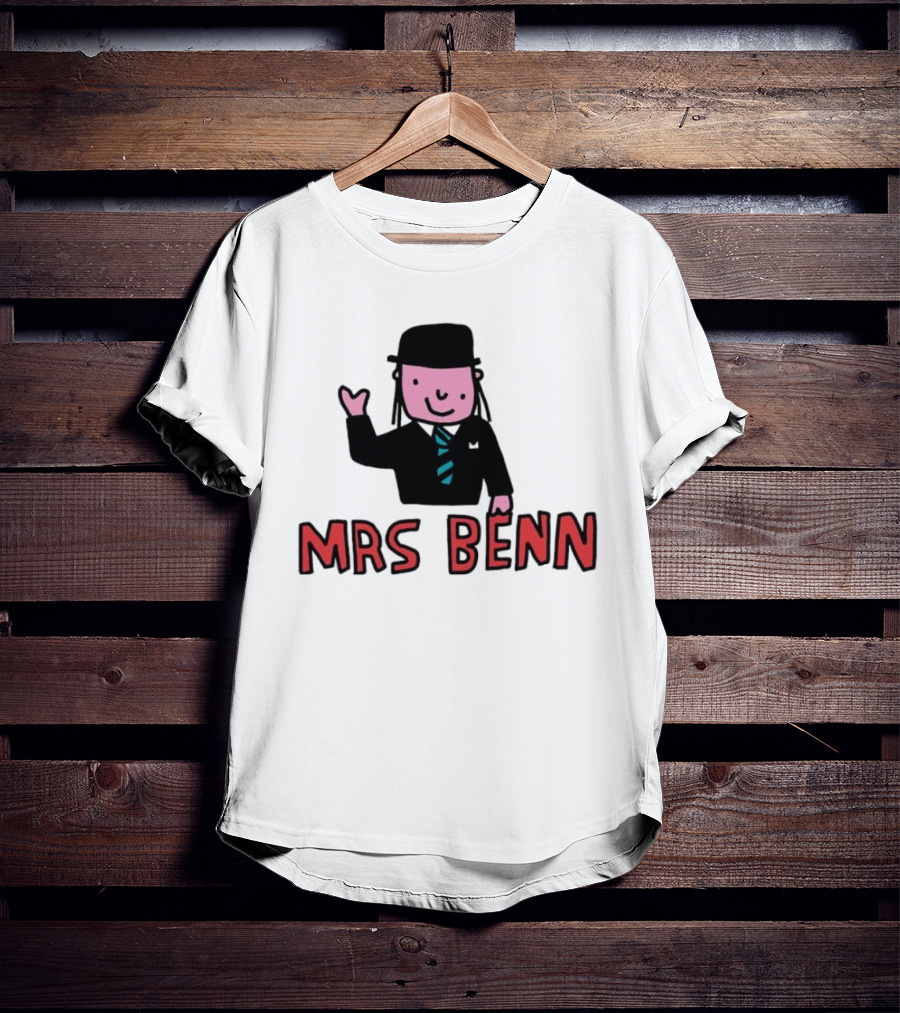 Mrs Benn Cartoon Character In Suit And Tie With Black Bowler Hat T-Shirt