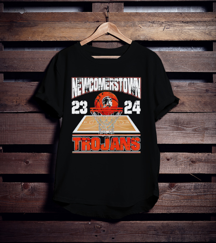 Newcomerstown Trojans Basketball 23 24 Court And Net T-Shirt