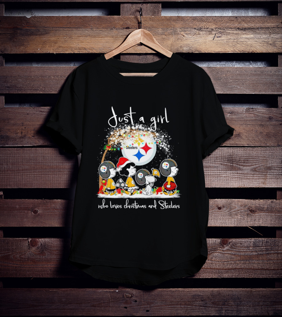 Peanuts Characters Just A Girl Who Loves Christmas And Steelers T-Shirt