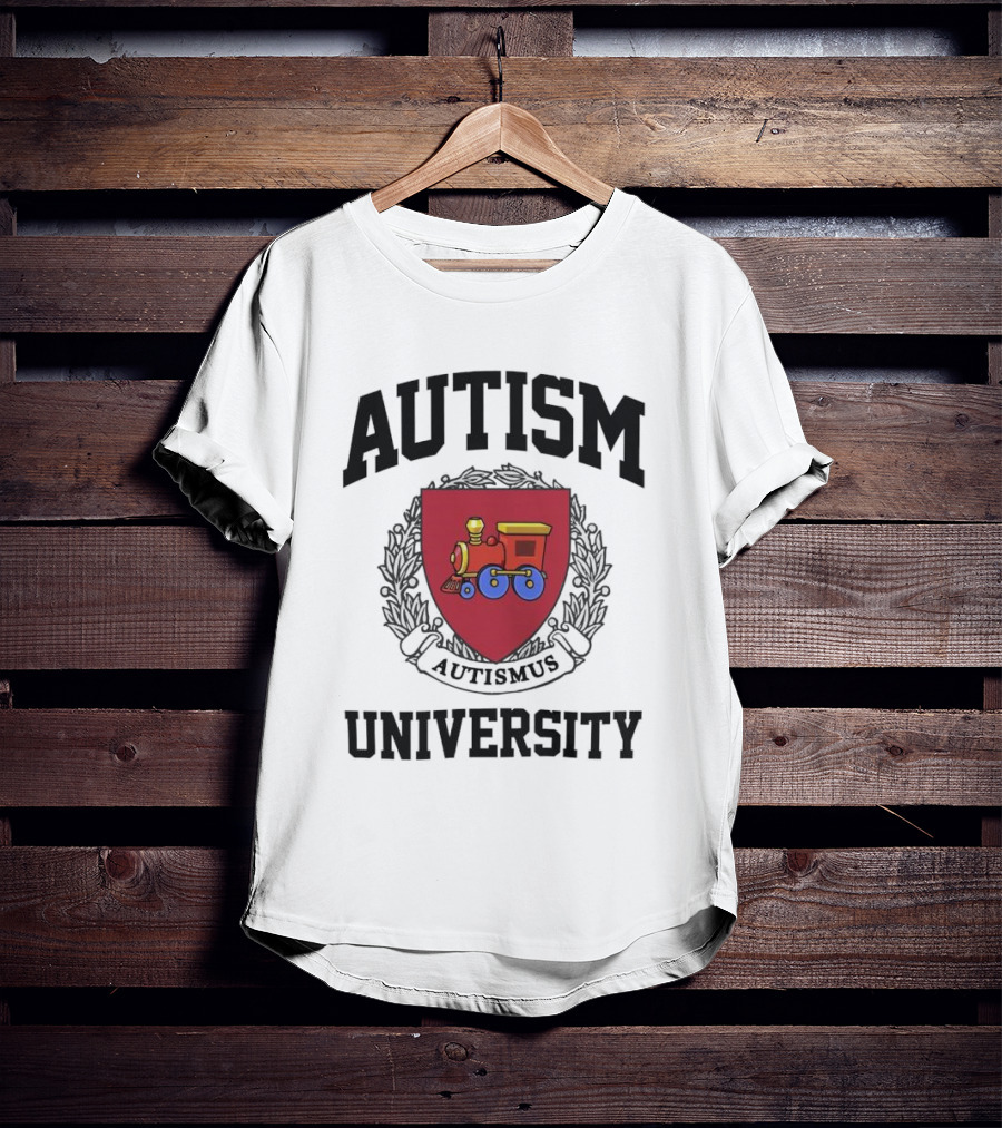 Autism University Autismus Red Shield Train Emblem T-Shirt