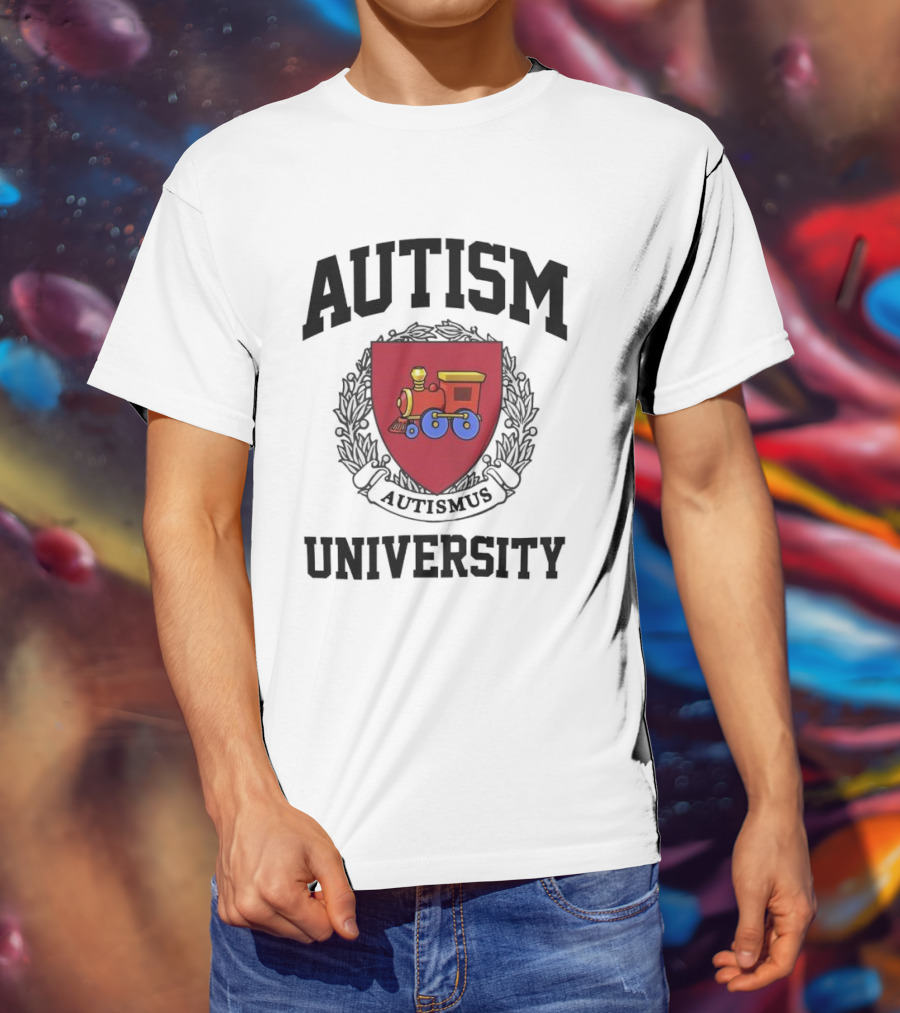 Autism University Autismus Red Shield Train Emblem T-Shirt