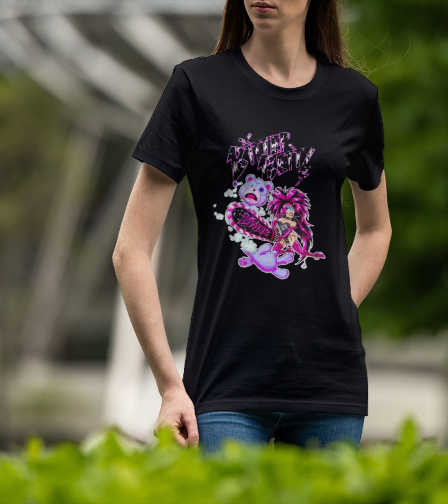 Bitter Betty Chainsaw Pink Chainsaw Fierce Style Teddy Bear T-Shirt