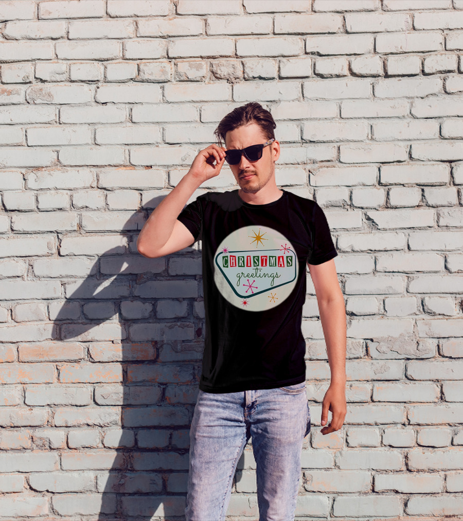 Christmas Greetings Vintage Retro Holiday 星 Starburst T-Shirt