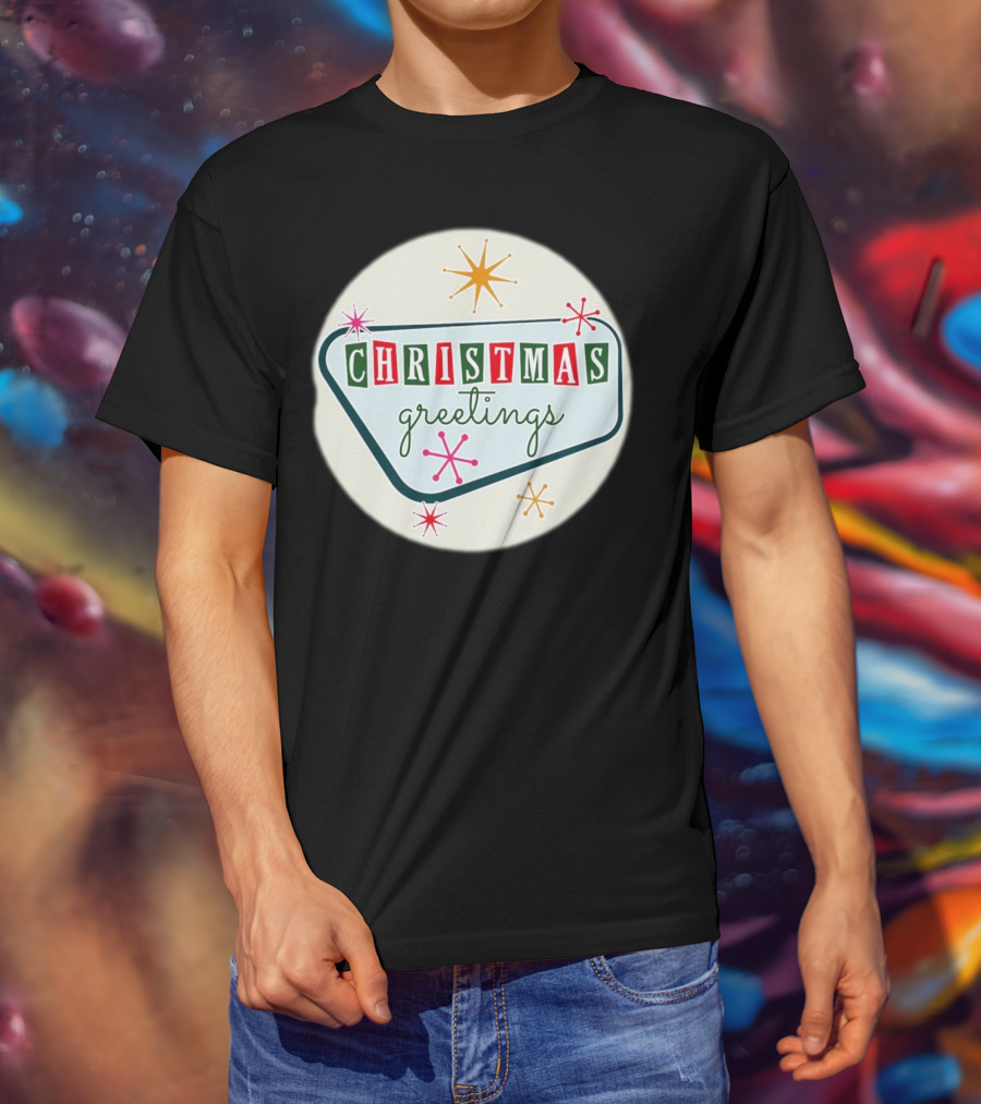 Christmas Greetings Vintage Retro Holiday 星 Starburst T-Shirt