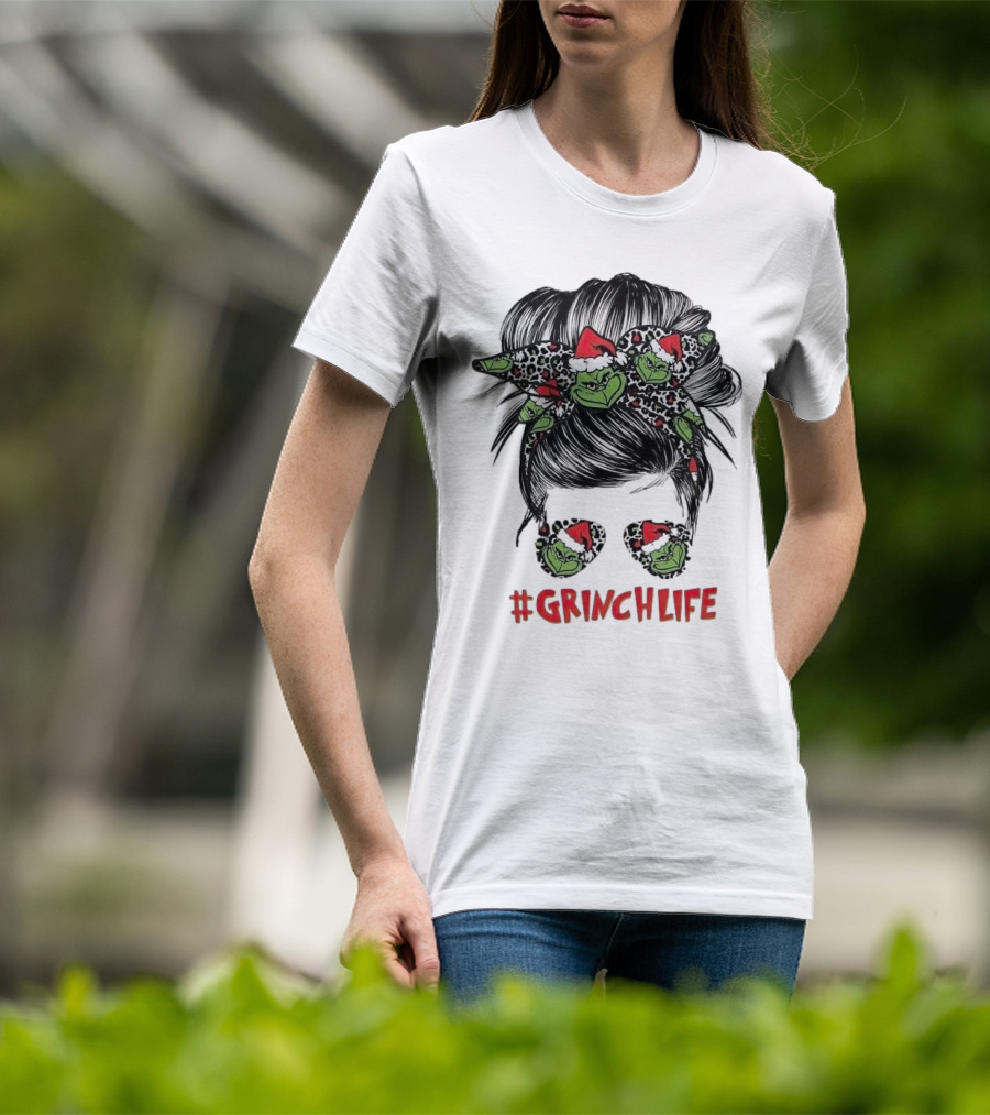 GrinchLife Christmas Girl Grinch Bow And Sunglasses T-Shirt