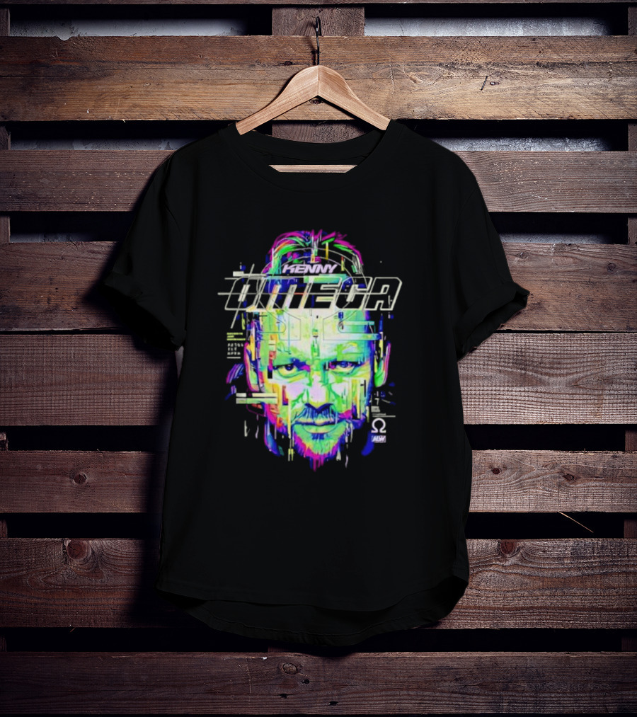 Kenny Omega Neon Glitch Portrait With Omega T-Shirt