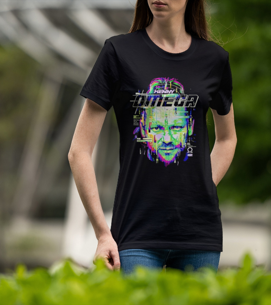 Kenny Omega Neon Glitch Portrait With Omega T-Shirt