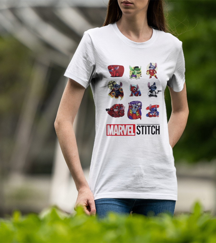 Marvel Stitch Super Hero Characters Collaboration Collection T-Shirt