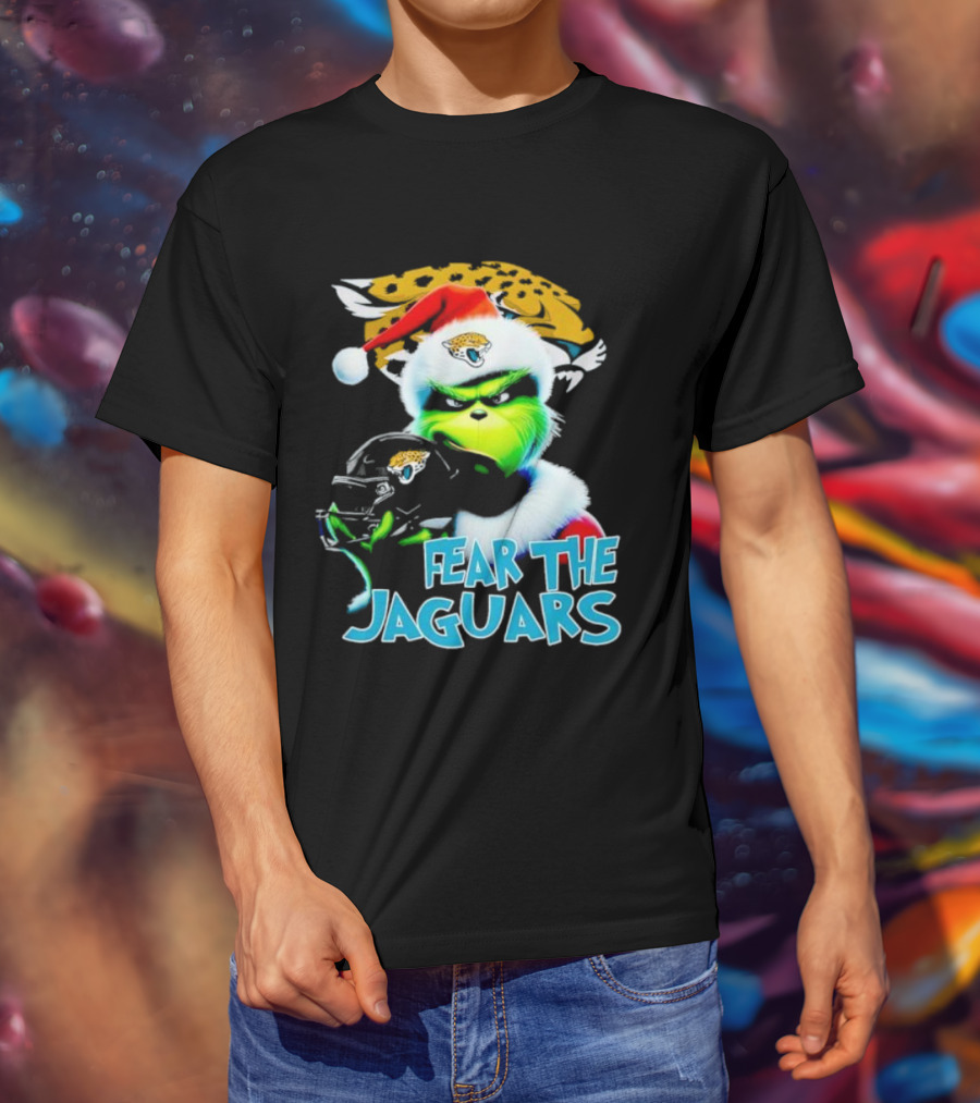 Santa Grinch Fear The Jaguars Jacksonville Jaguars NFL T-Shirt