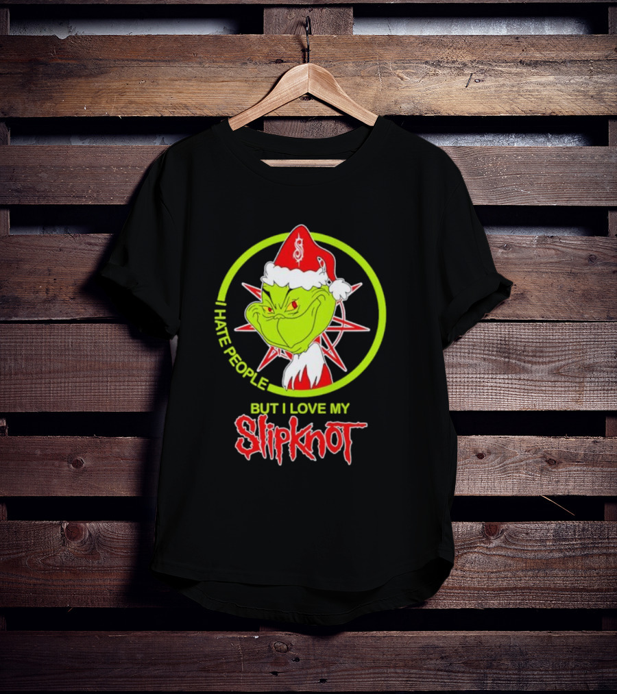 I Hate People But I Love My Slipknot Santa Grinch Santa Hat Star T-Shirt