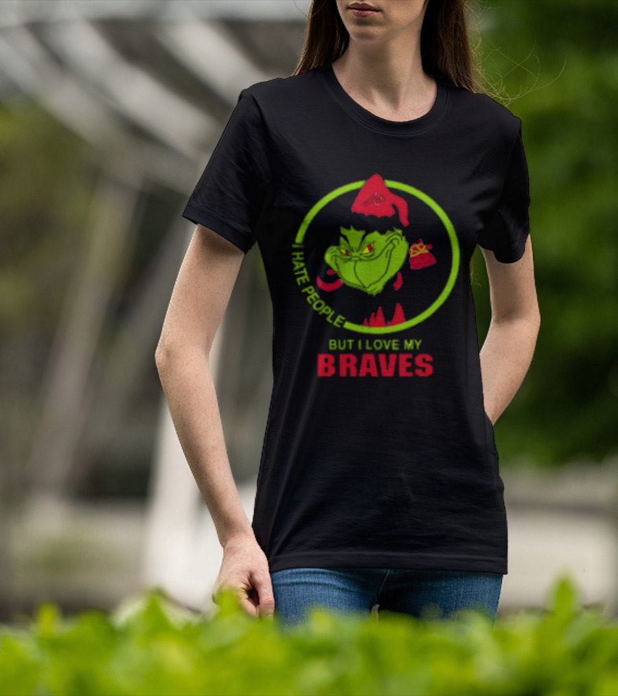 I Hate People But I Love My Braves Atlanta MLB Christmas Grinch T-Shirt