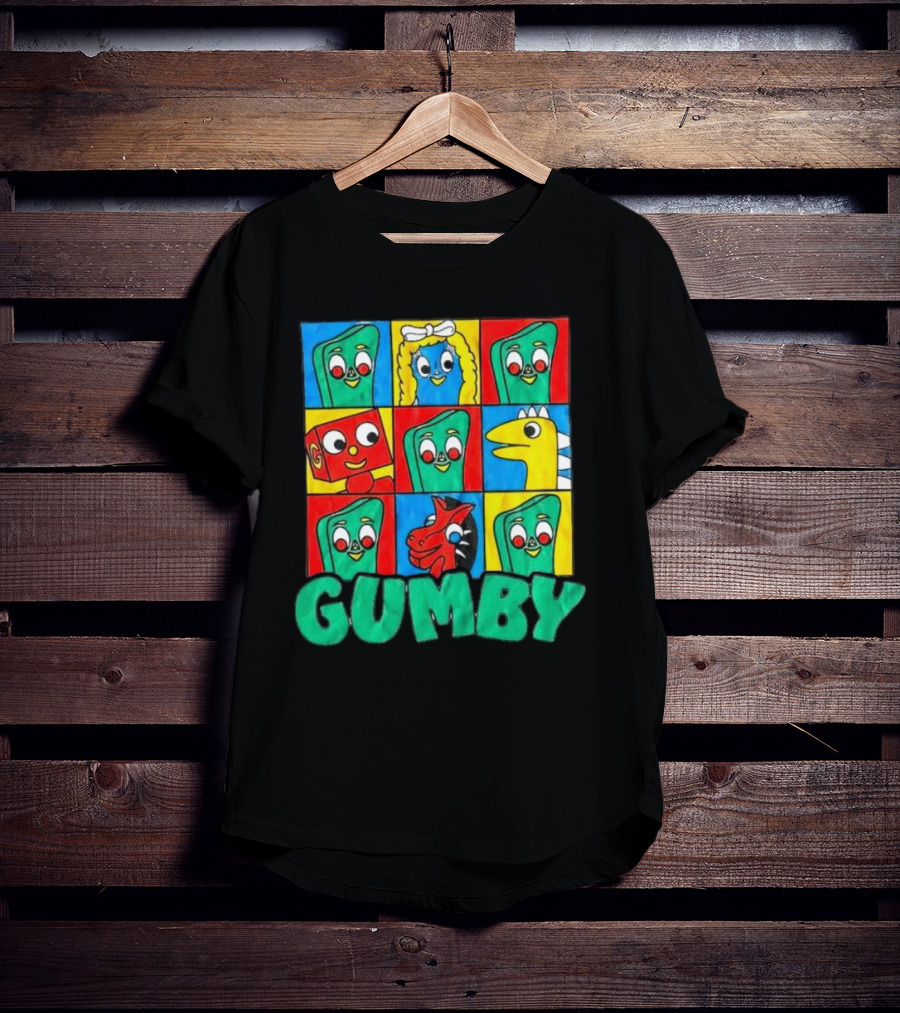 Gumby And Friends Colorful Cartoon Character Grid T-Shirt
