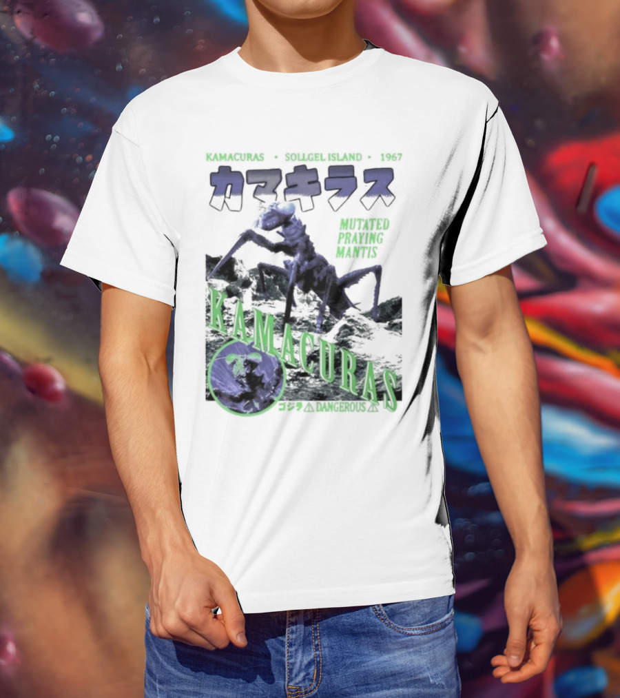 Kamacuras Mutated Praying Mantis Sollgel Island 1967 Dangerous Monster T-Shirt