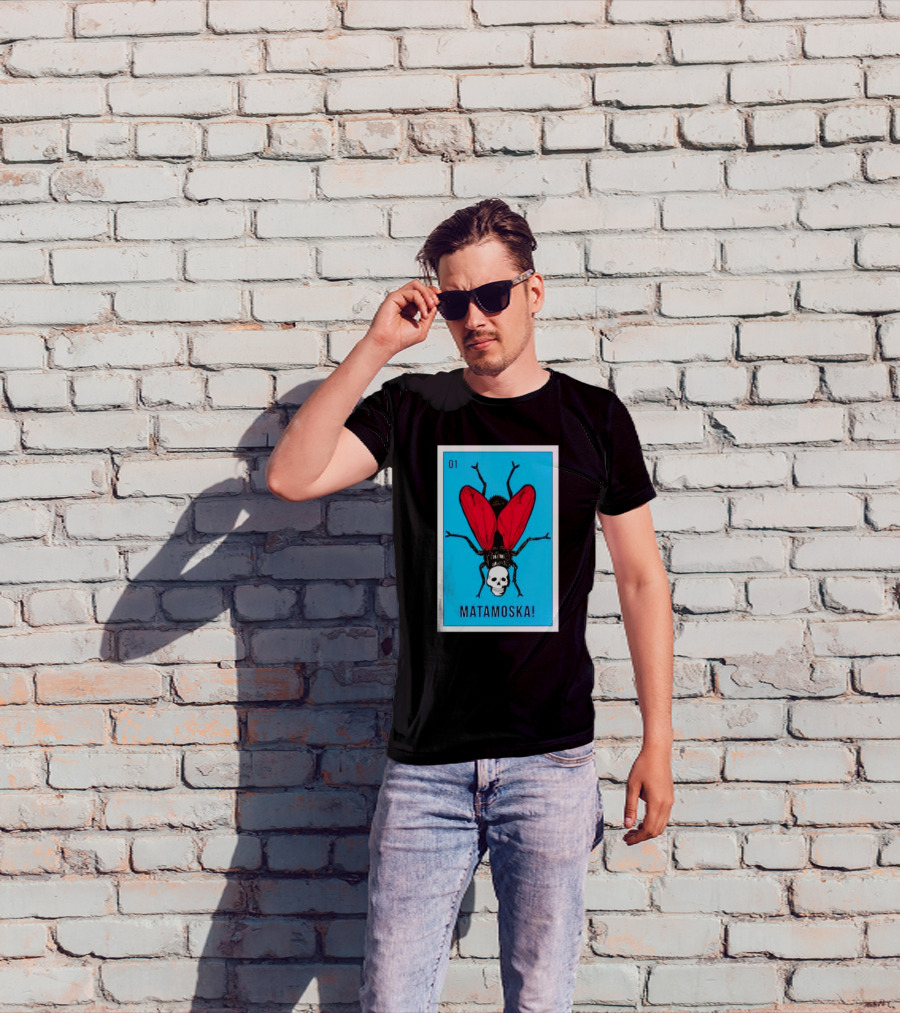 La Moska Loteria Matamoska 01 Fly Skull Blue Red Wings T-Shirt