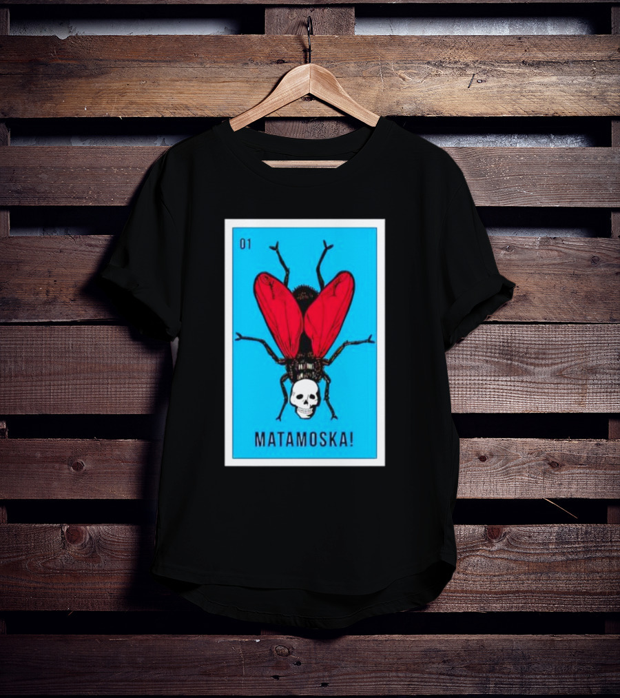 La Moska Loteria Matamoska 01 Fly Skull Blue Red Wings T-Shirt