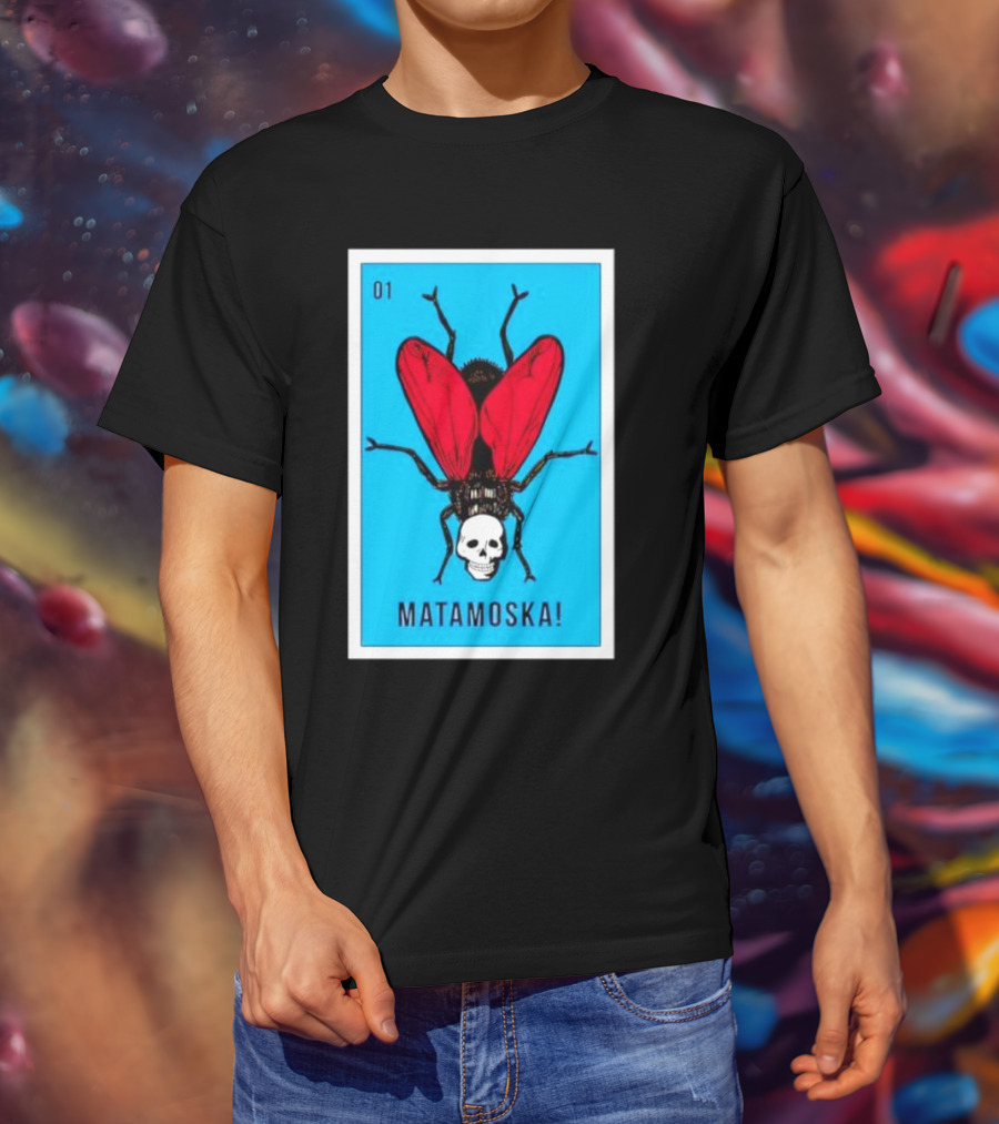 La Moska Loteria Matamoska 01 Fly Skull Blue Red Wings T-Shirt
