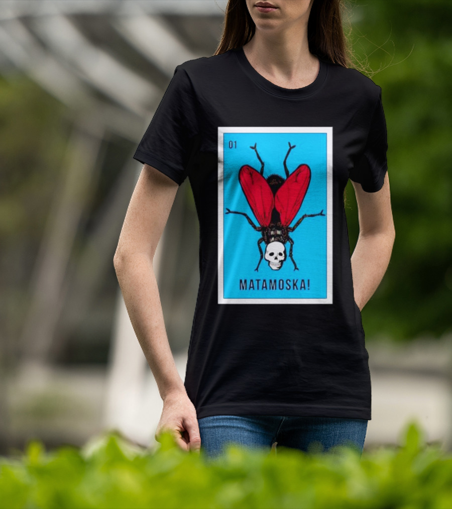 La Moska Loteria Matamoska 01 Fly Skull Blue Red Wings T-Shirt