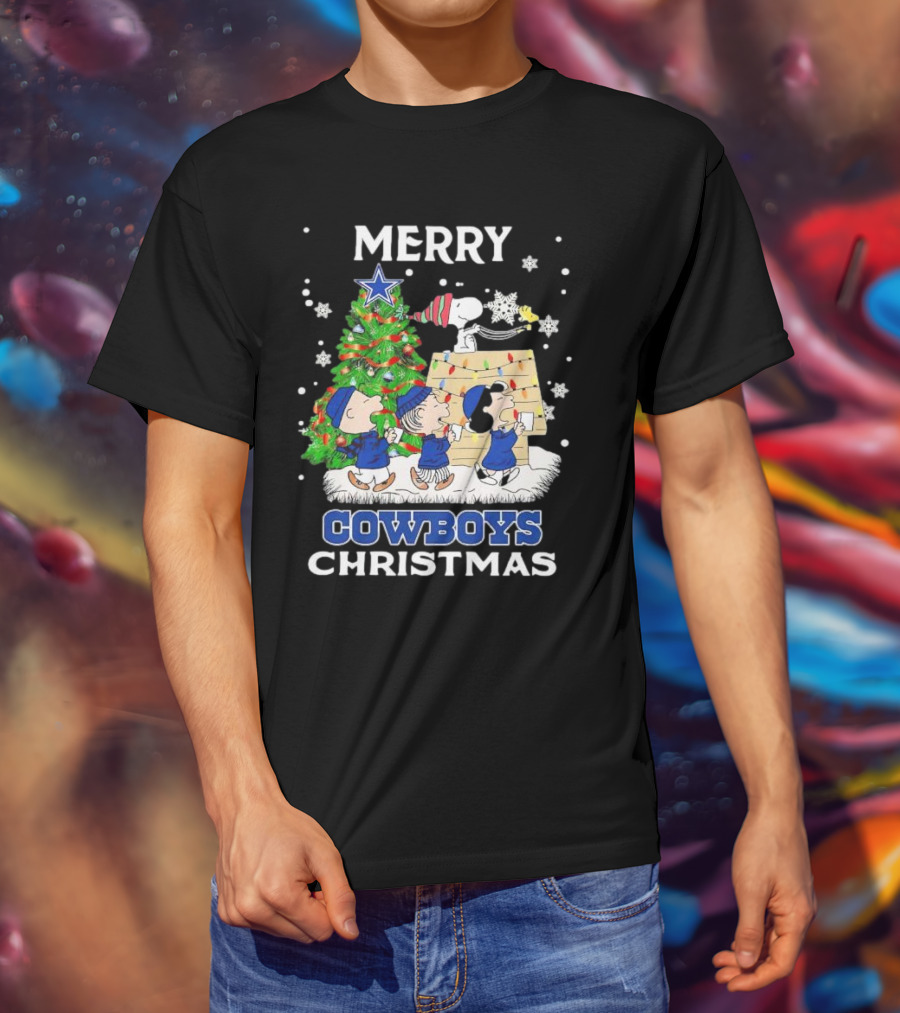 Merry Cowboys Christmas Peanuts Characters Dallas T-Shirt