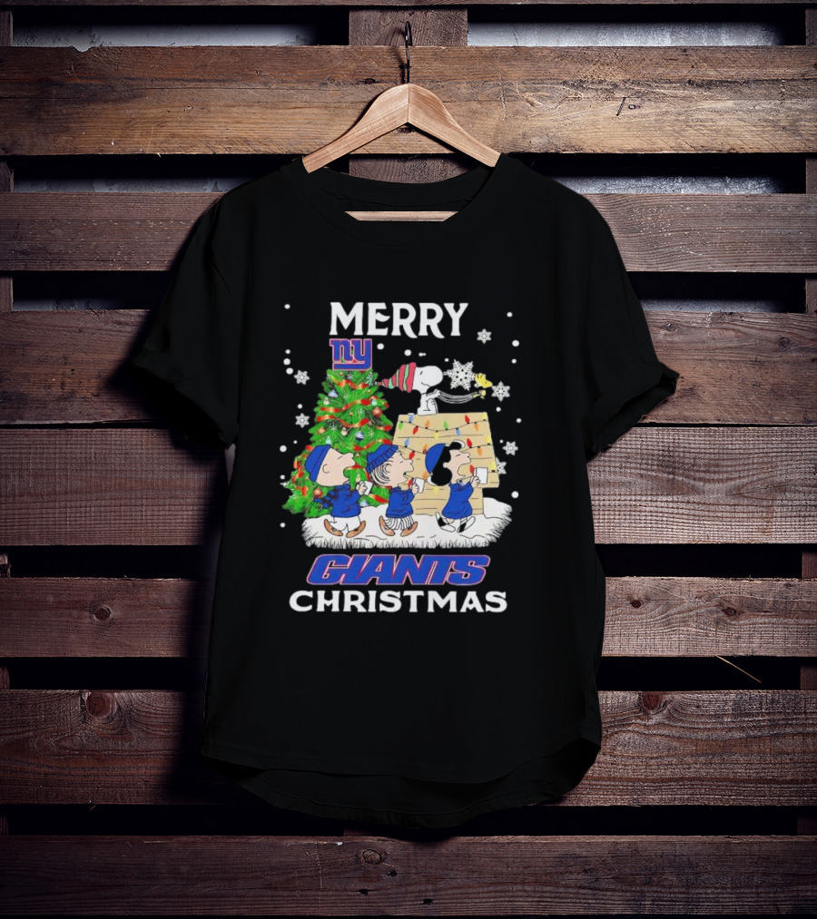 Merry Christmas Peanuts New York Giants T-Shirt