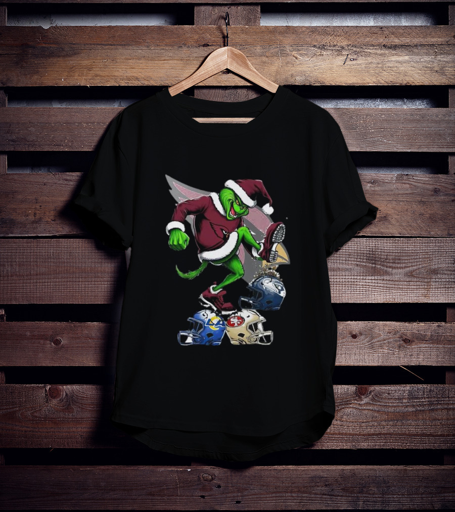 Arizona Cardinals Grinch Stomping Seahawks Rams 49ers Christmas Football Helmets T-Shirt