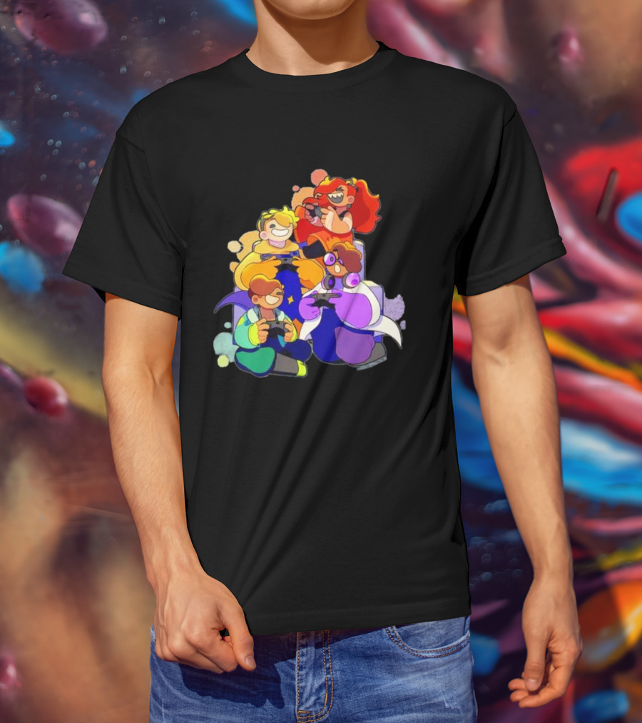 Bish Bash Bots Gaming Fun Characters Controller Crew T-Shirt