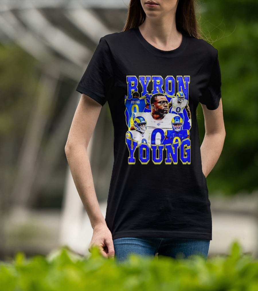 Byron Young Los Angeles Rams Picture Collage T-Shirt