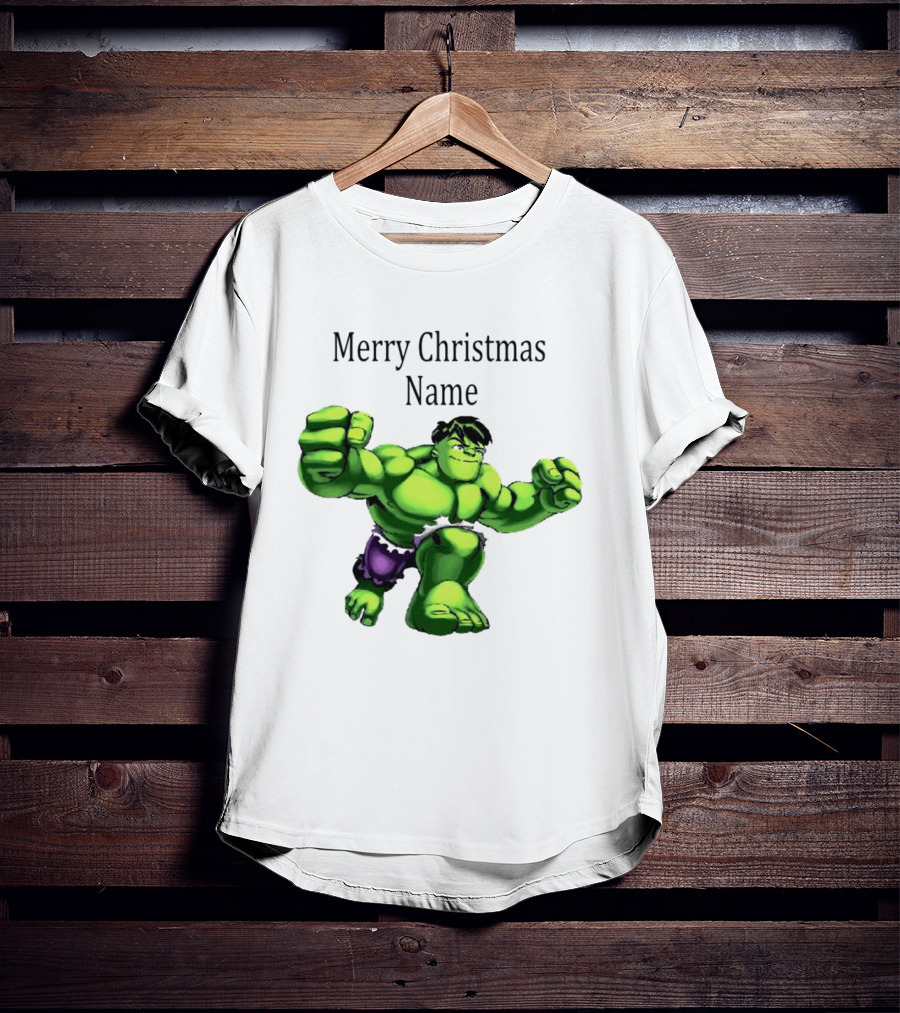 Merry Christmas Name Hulk Green T-Shirt