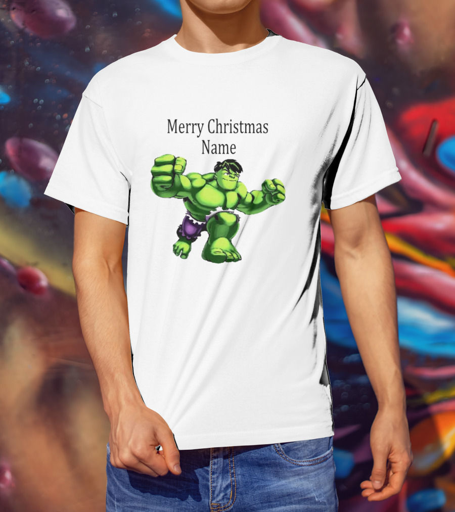 Merry Christmas Name Hulk Green T-Shirt